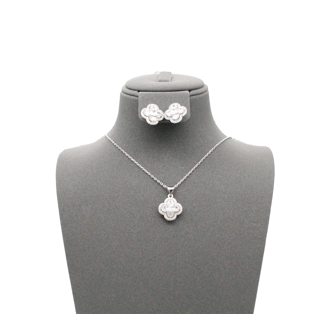 Four Leaf Cubic Zirconia Jewelry Set