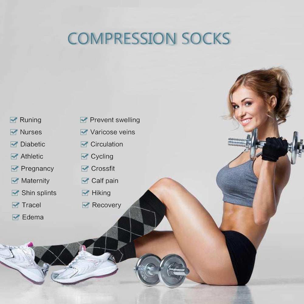 Lavencious Compression Socks 6 Pairs 8-15mmHg for Women Medium Size Shoe Size 6-10