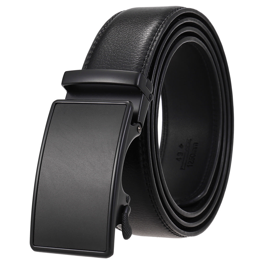 Lavencious Men's Genuine Leather Dress Ratchet Slide Casual Belt, Cut to Fit Waist Size up to 46 inches (Black Black)