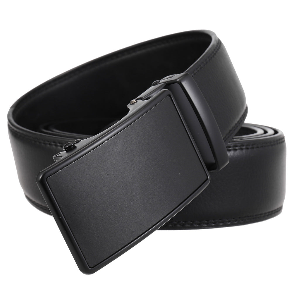Lavencious Men's Genuine Leather Dress Ratchet Slide Casual Belt, Cut to Fit Waist Size up to 46 inches (Black Black)