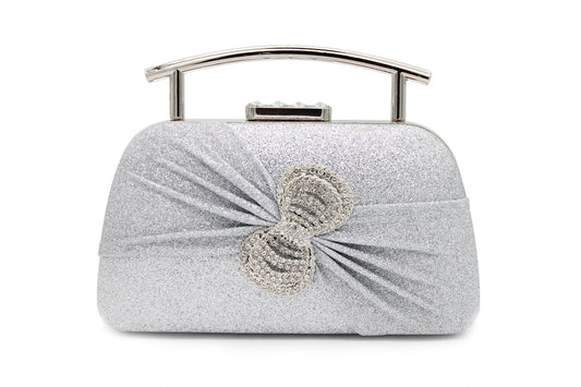 Frosted Glittering Silver Prom and Cocktail Handbag