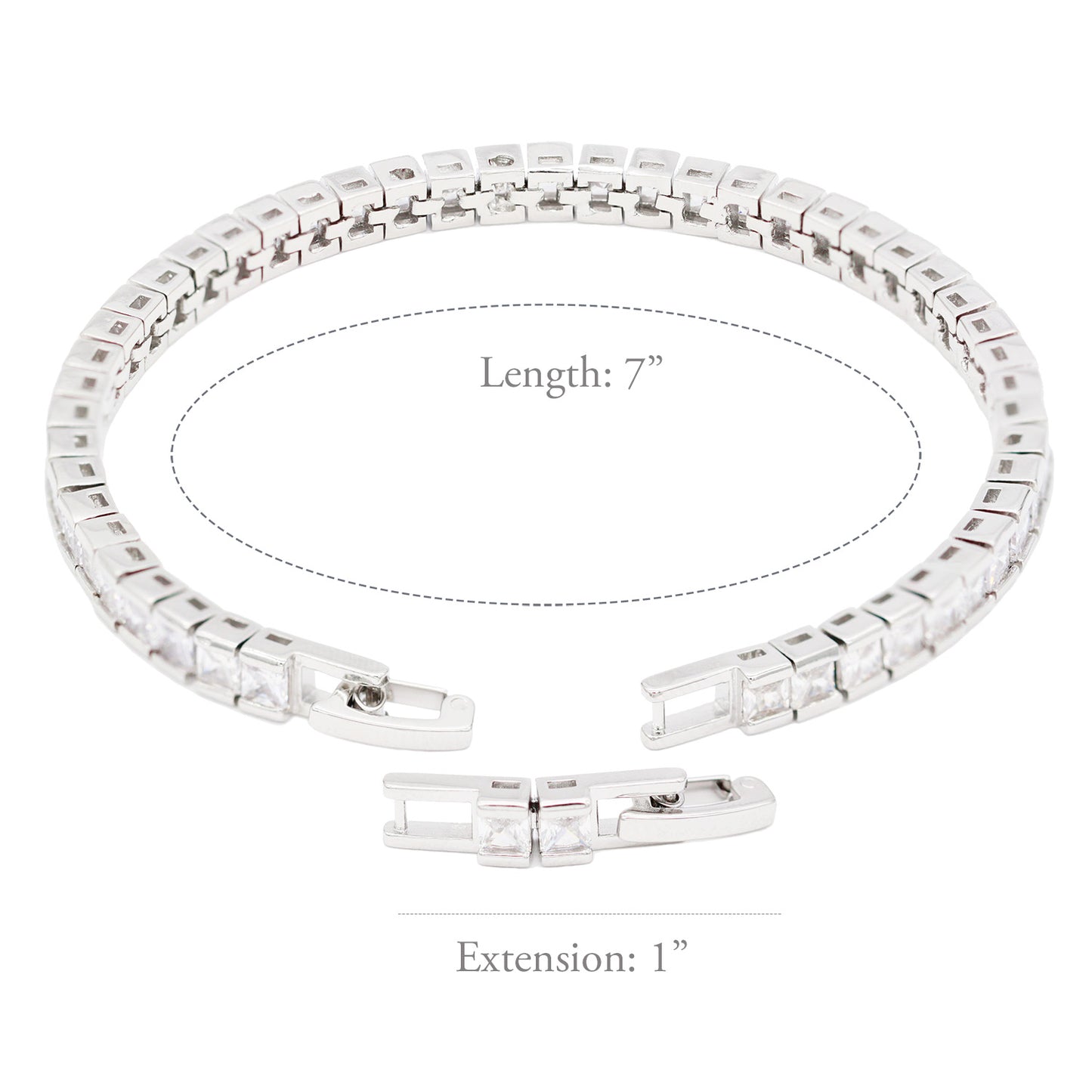 Lavencious 4mm Clear Princess Cut AAA Cubic Zirconia Tennis Bracelets