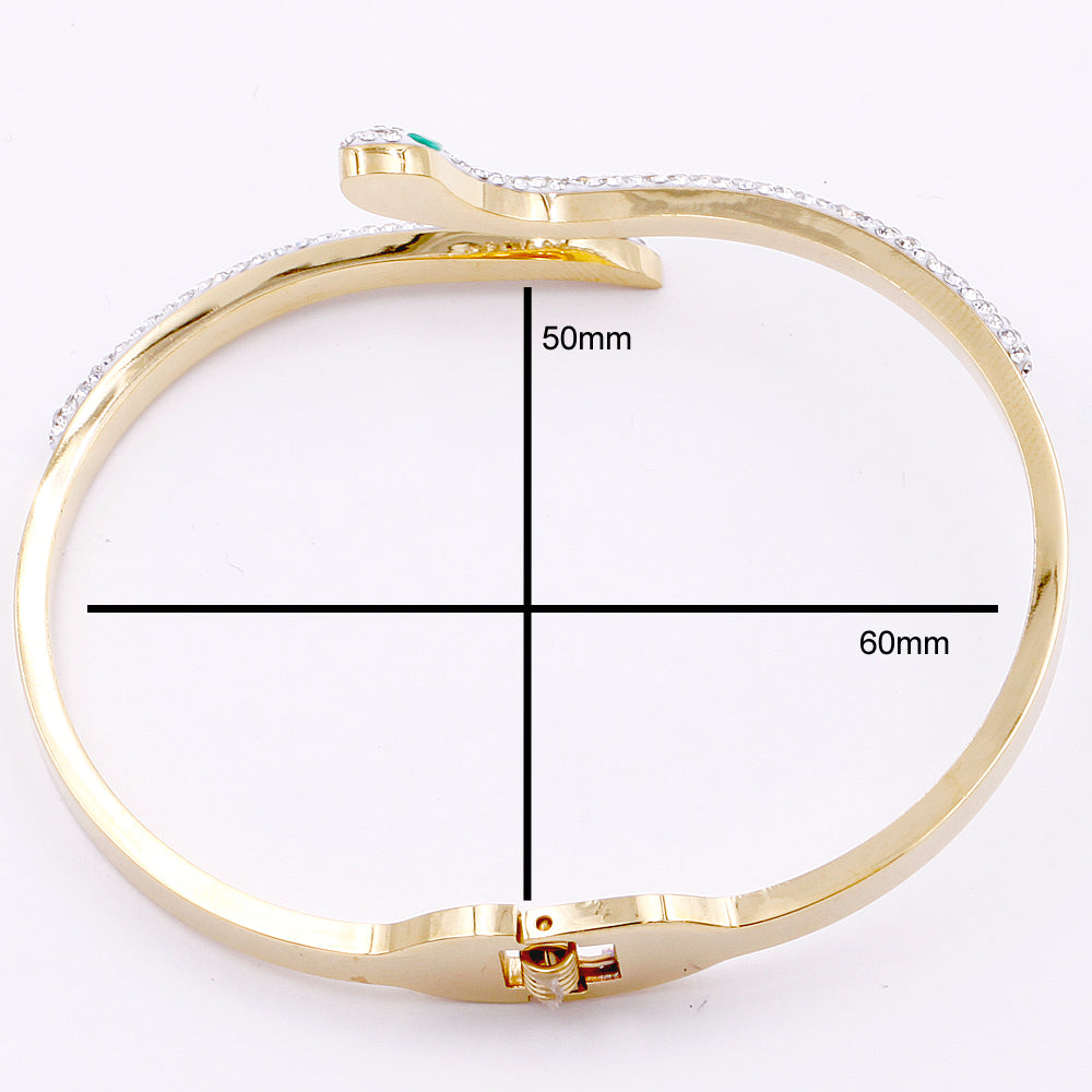 Women's Gold Plated Stainless Steel Snake CZ Bangle