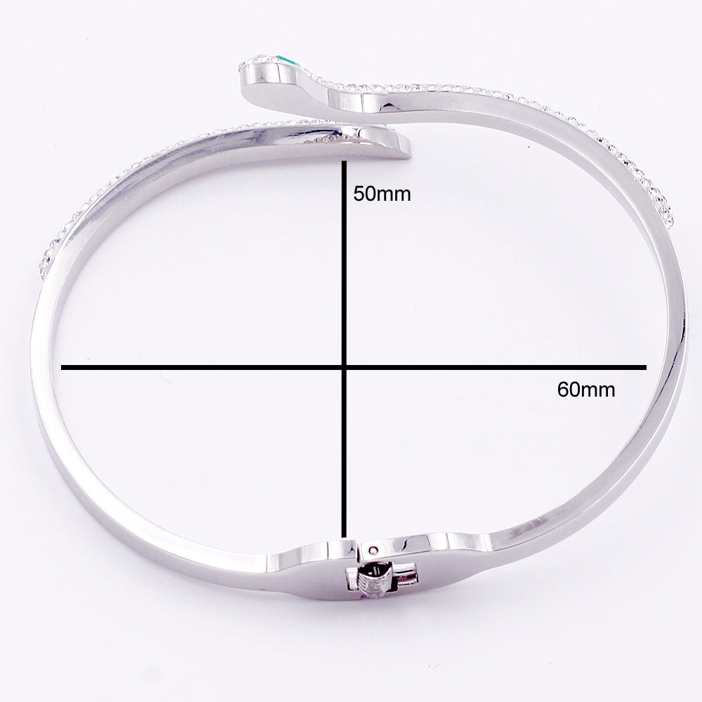 Women's Stainless Steel CZ Snake Bangle