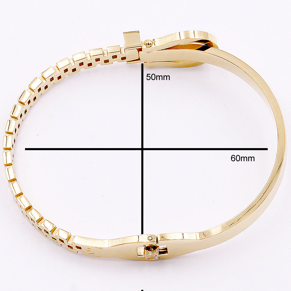 Women's Gold Plated CZ Buckle Bangle