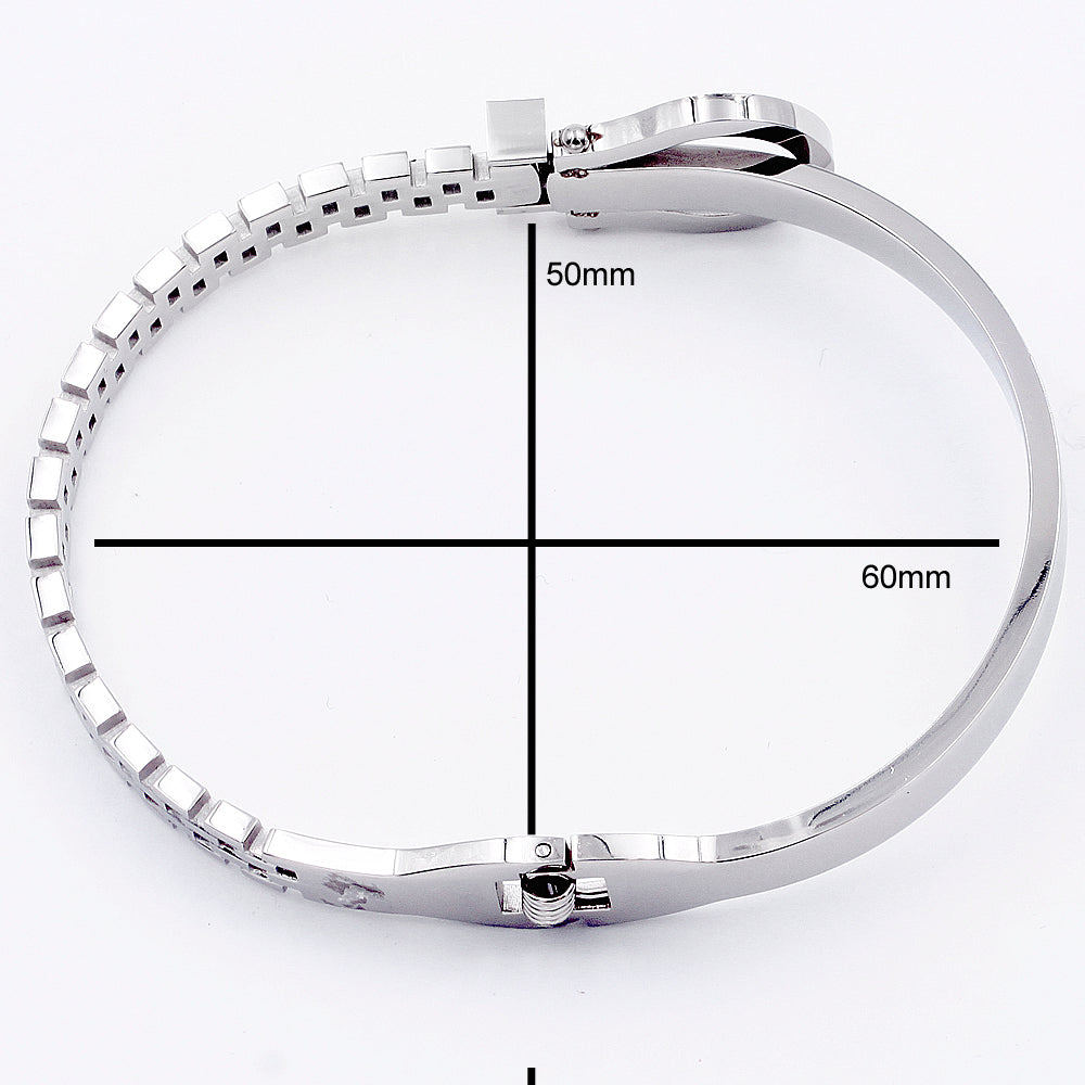 Women's Stainless Steel CZ Buckle Bangle