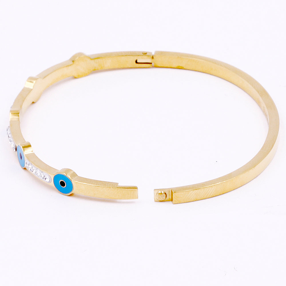 Women's Gold Plated Evil Eye CZ Bangle
