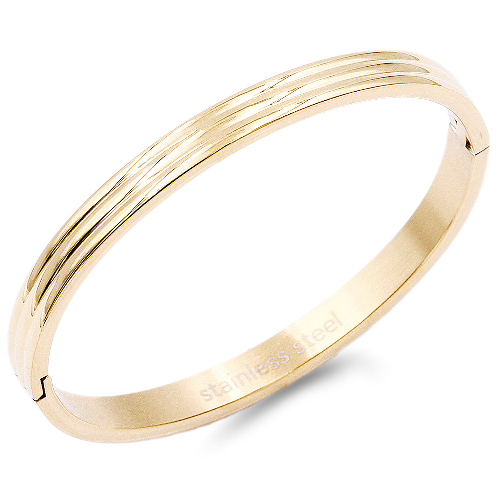 Gold Plated Streamline Stainless Steel Bangle