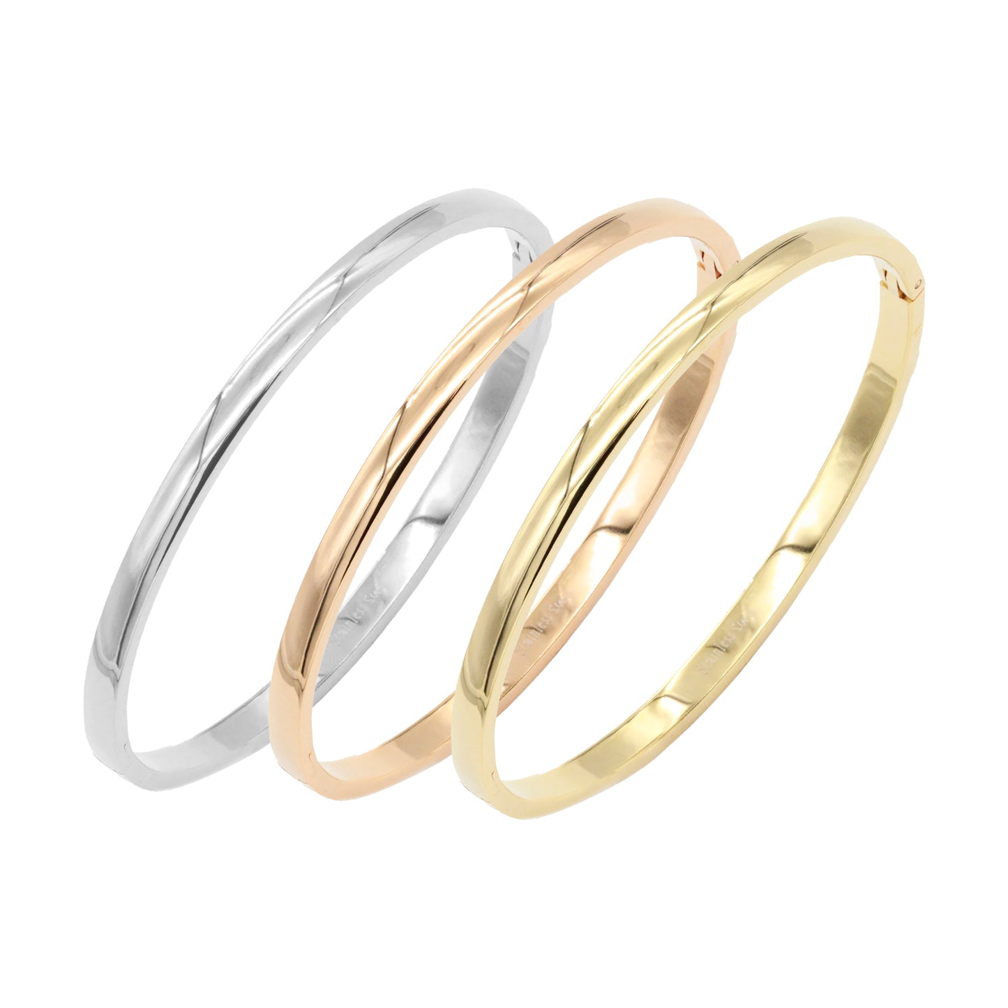 Set of 3 Plain Stainless Steel Bangle