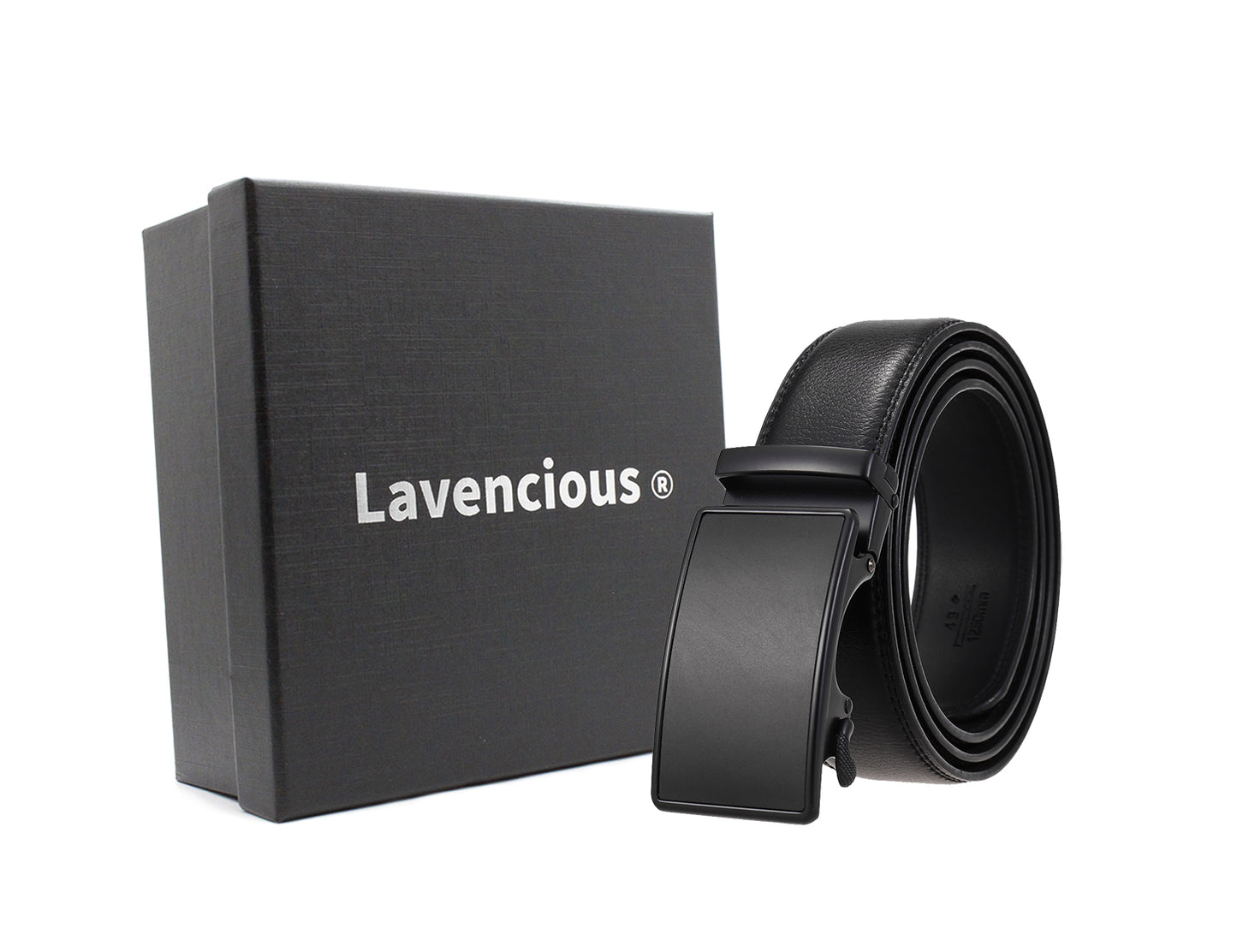 Lavencious Men's Genuine Leather Dress Ratchet Slide Casual Belt, Cut to Fit Waist Size up to 46 inches (Black Black)