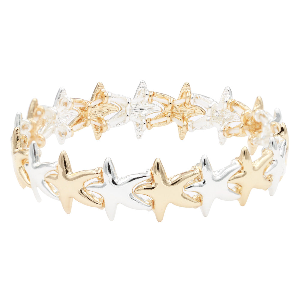 Lavencious 2 Tone Star Fish Stretch Bracelet