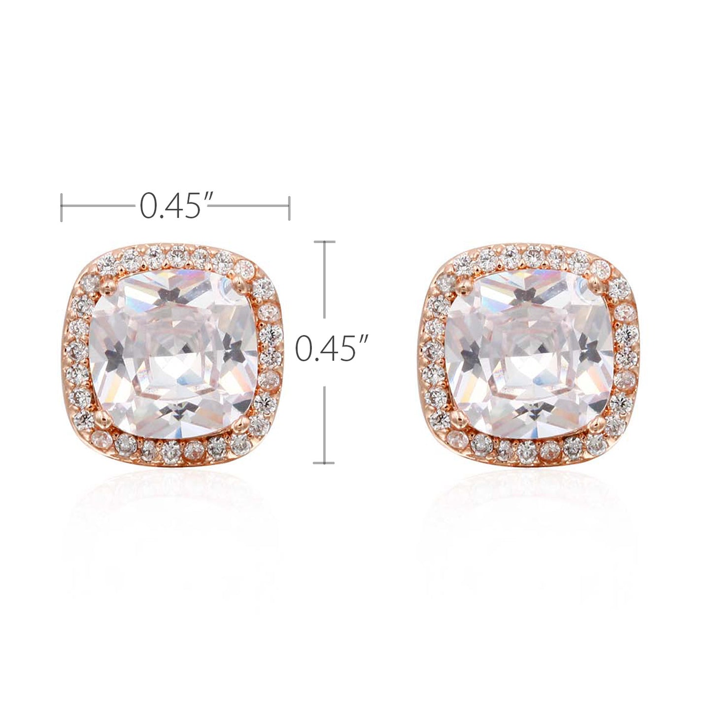 Princess Cut with Micro Paved AAA Clear Cubic Zirconia Stud Earrings