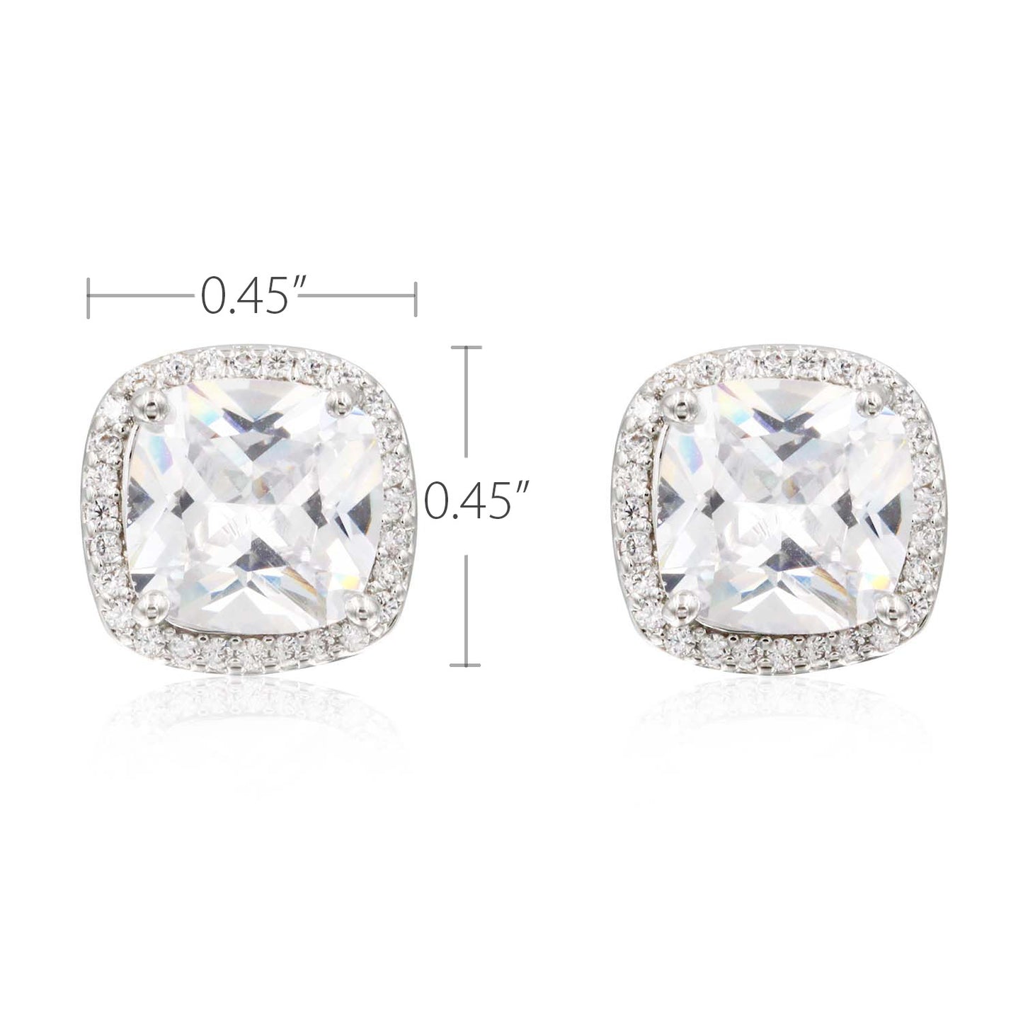 Princess Cut with Micro Paved AAA Clear Cubic Zirconia Stud Earrings