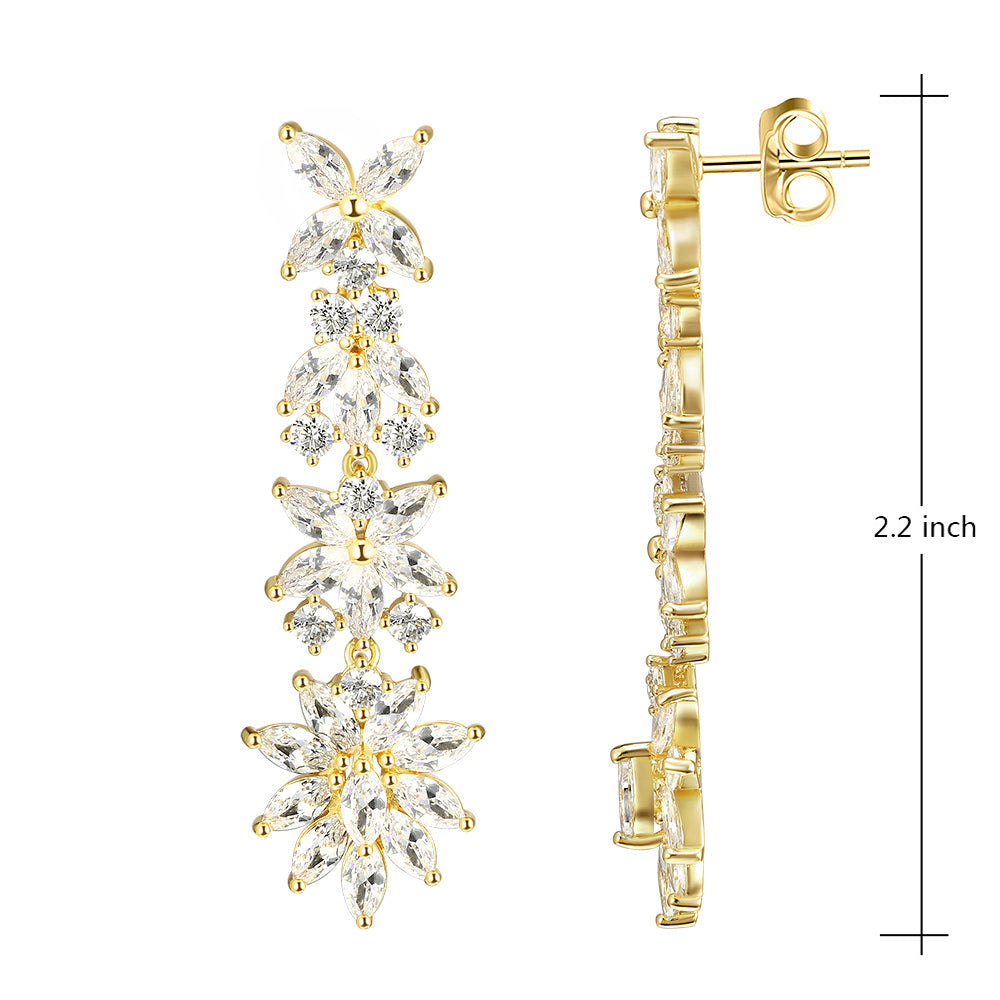 Lavencious Gold Plated with Clear Cubic Zirconia Dangle Earrings