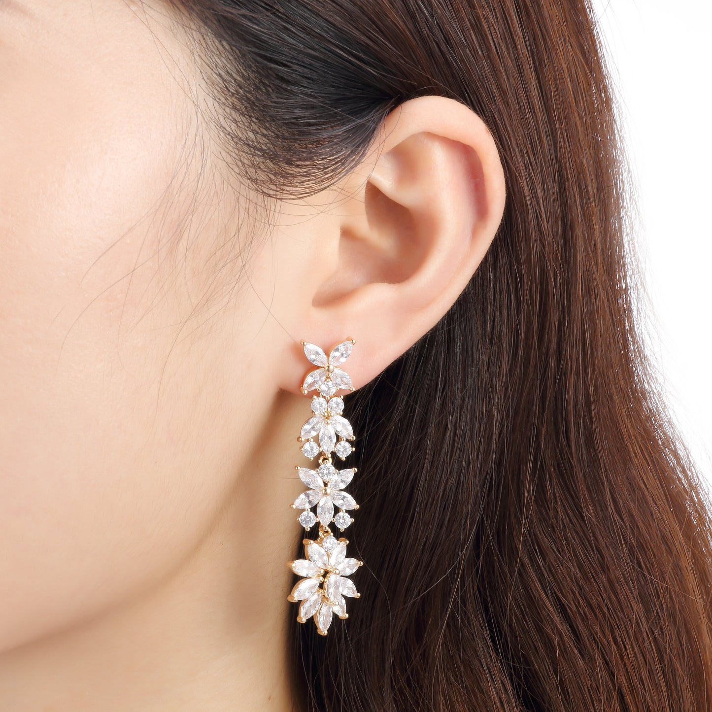 Lavencious Gold Plated with Clear Cubic Zirconia Dangle Earrings