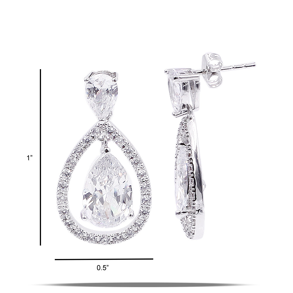 Teardrop Open Dangle Earrings with Trendy AAA Cubic Zirconia