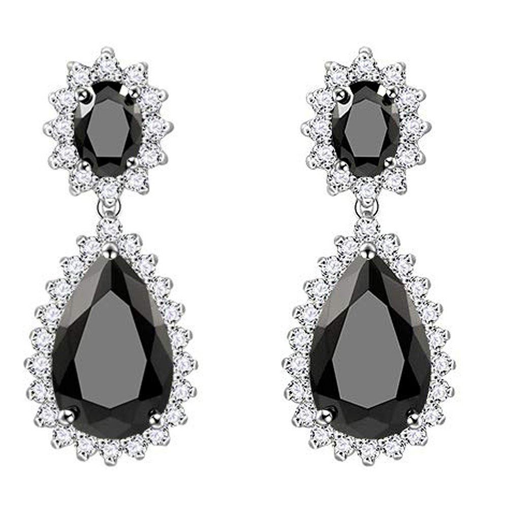 Lavencious Teardrop Dangle with AAA Black Cubic Zirconia Necklace & Earrings Set