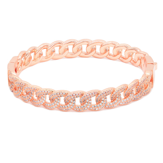 Lavencious Fashion Style Rose Gold Plated with Cubic Zirconia Pave Cuban Chain Bracelet