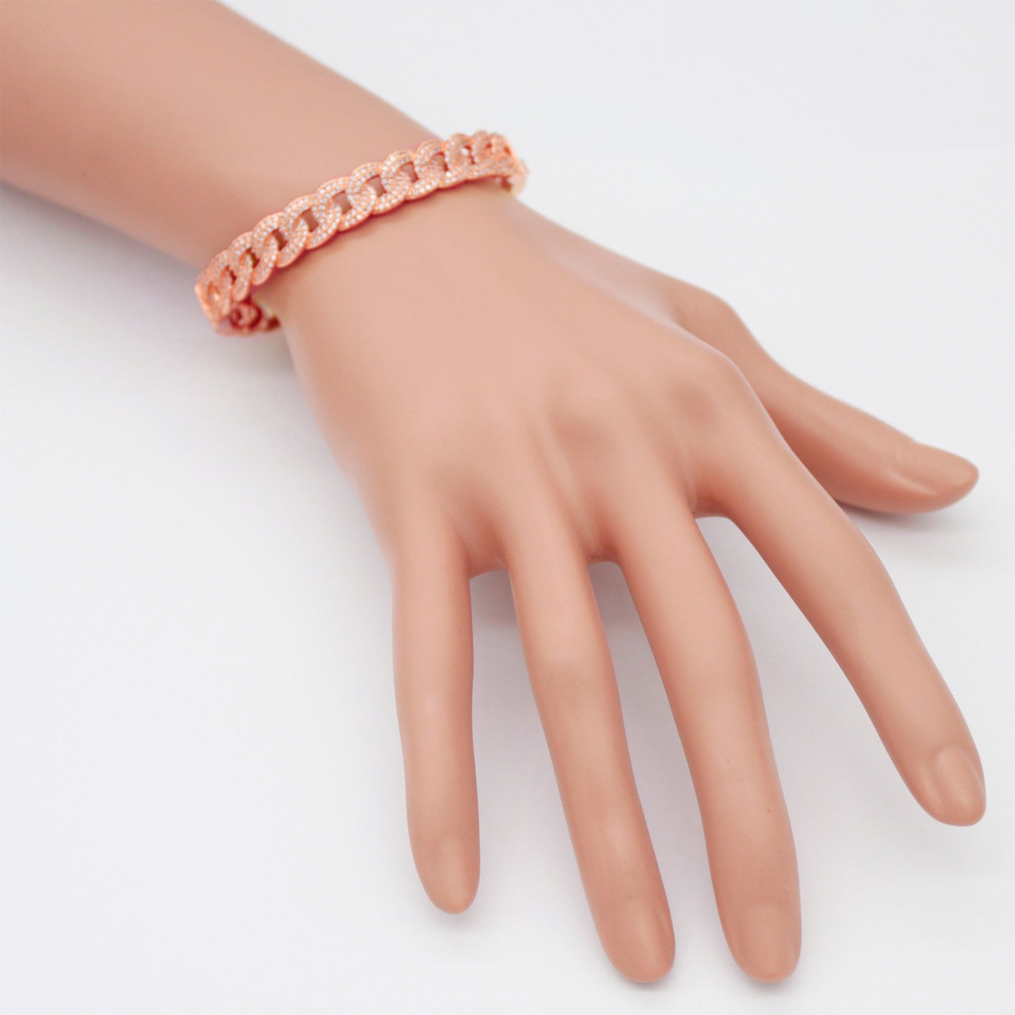 Lavencious Fashion Style Rose Gold Plated with Cubic Zirconia Pave Cuban Chain Bracelet