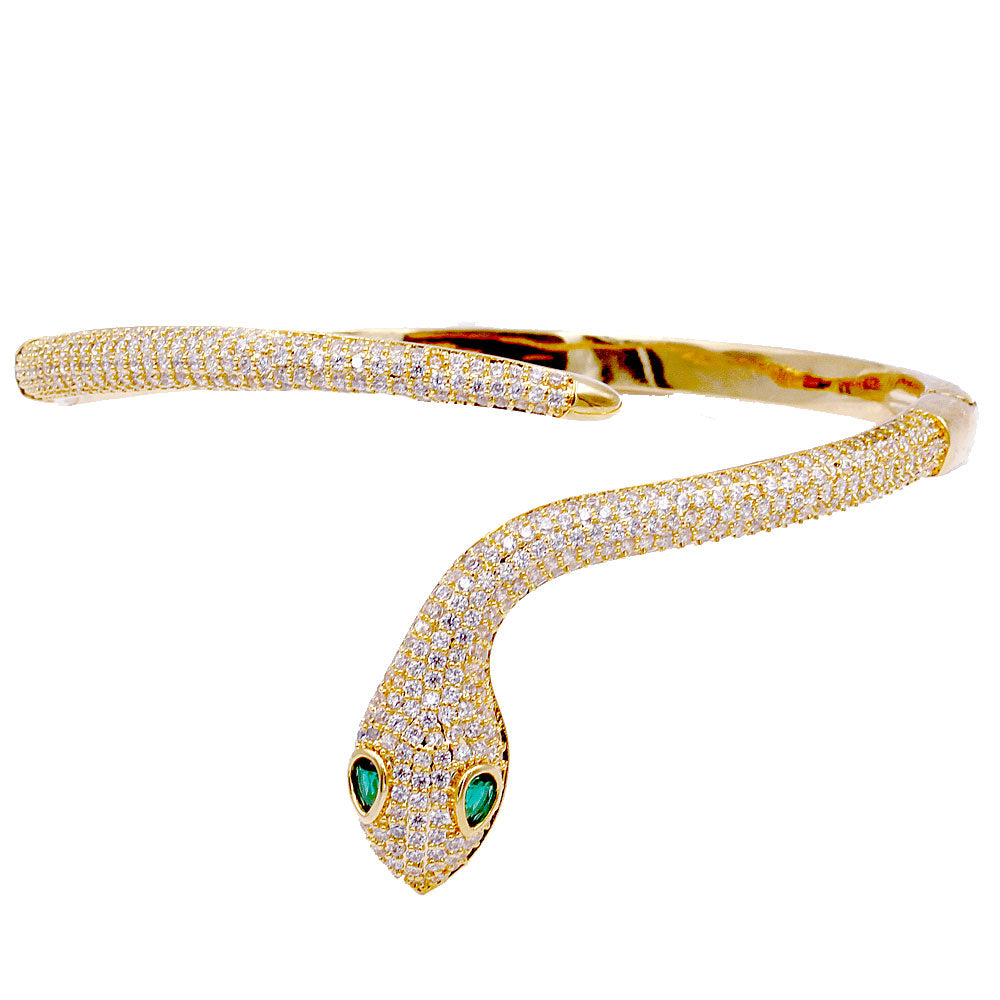 Lavencious Fashion Snake Hinged Bangle Bracelets for Women - Gold