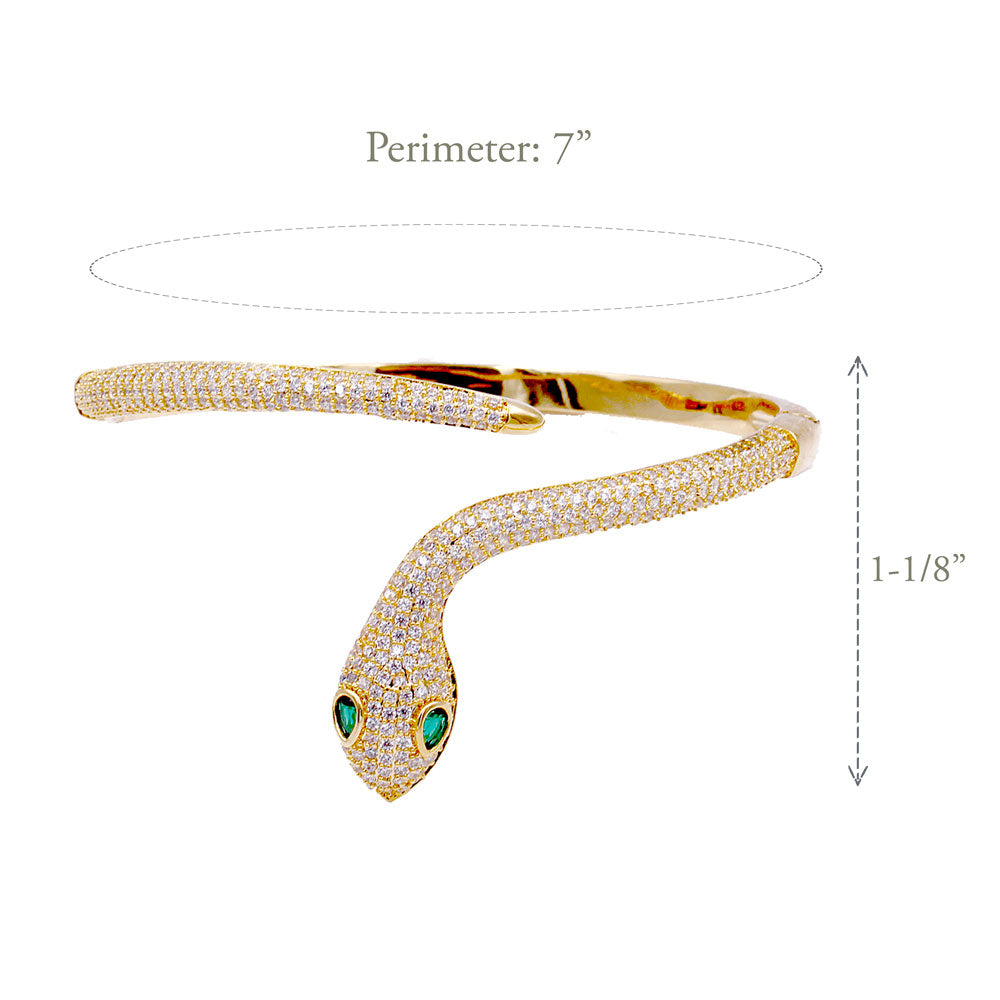 Lavencious Fashion Snake Hinged Bangle Bracelets for Women - Gold