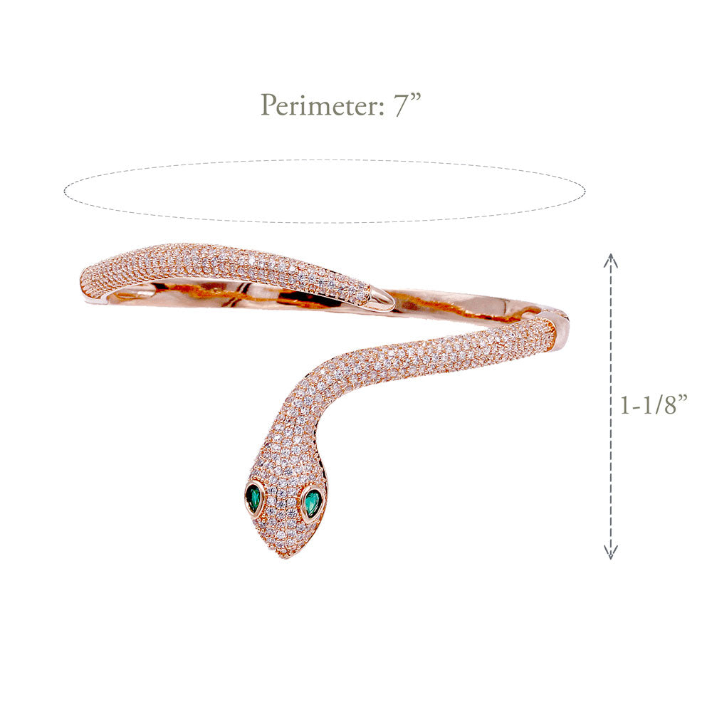 Lavencious Fashion Snake Hinged Bangle Bracelets for Women - Rose Gold