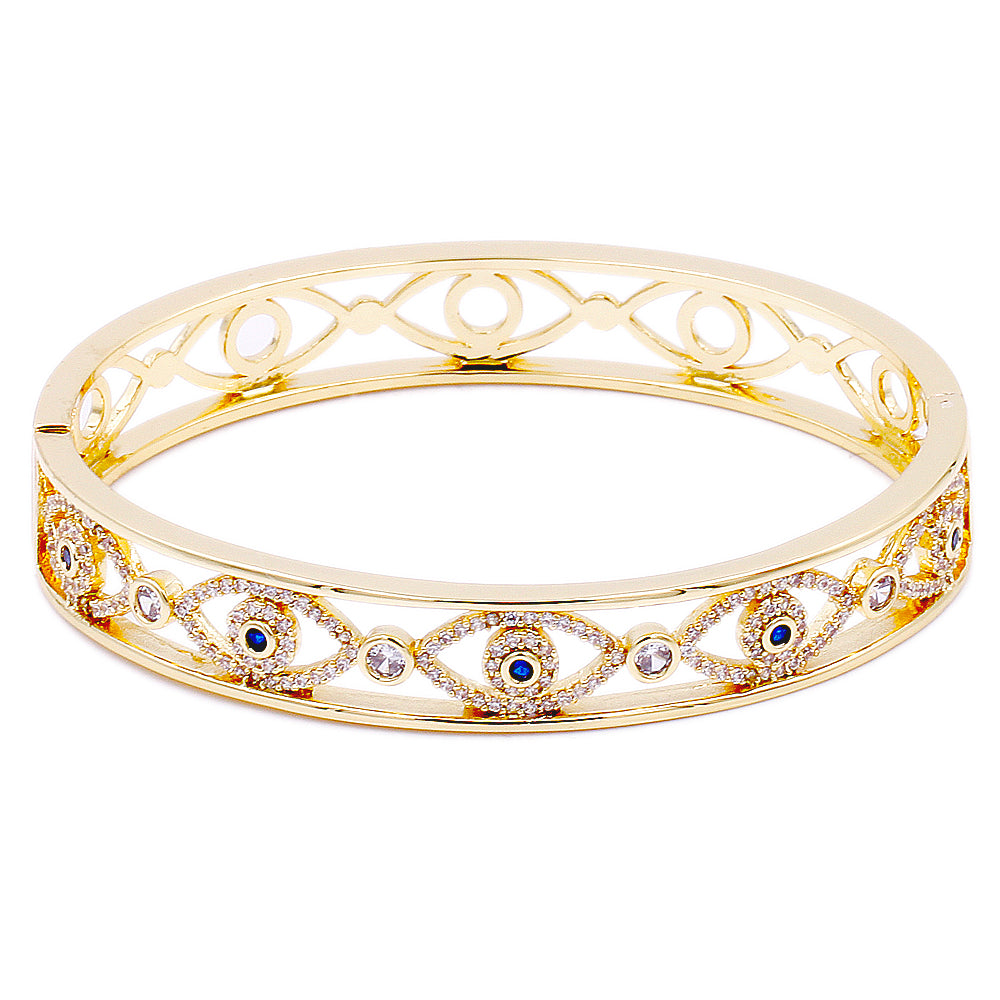 Lavencious Gold Plated with CZ Evil Eye Pave Bracelet for Women