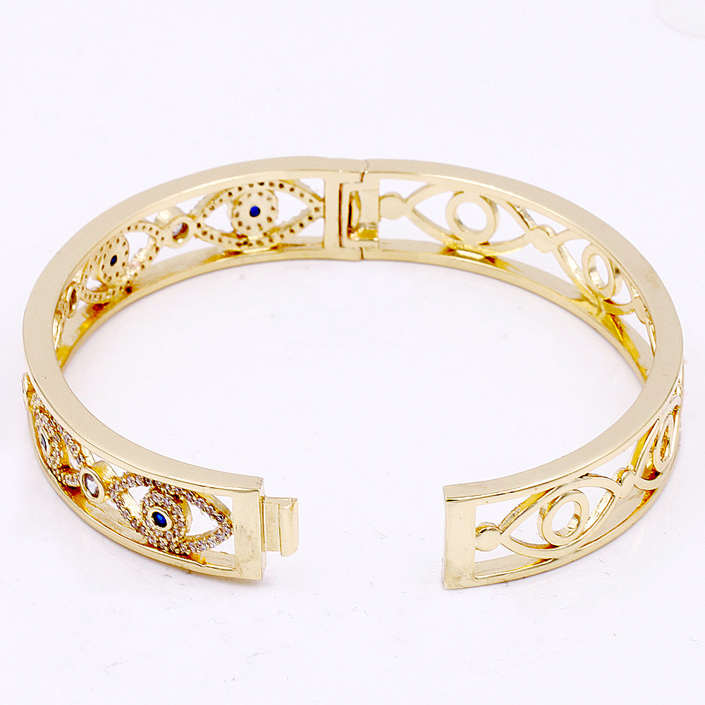 Lavencious Gold Plated with CZ Evil Eye Pave Bracelet for Women