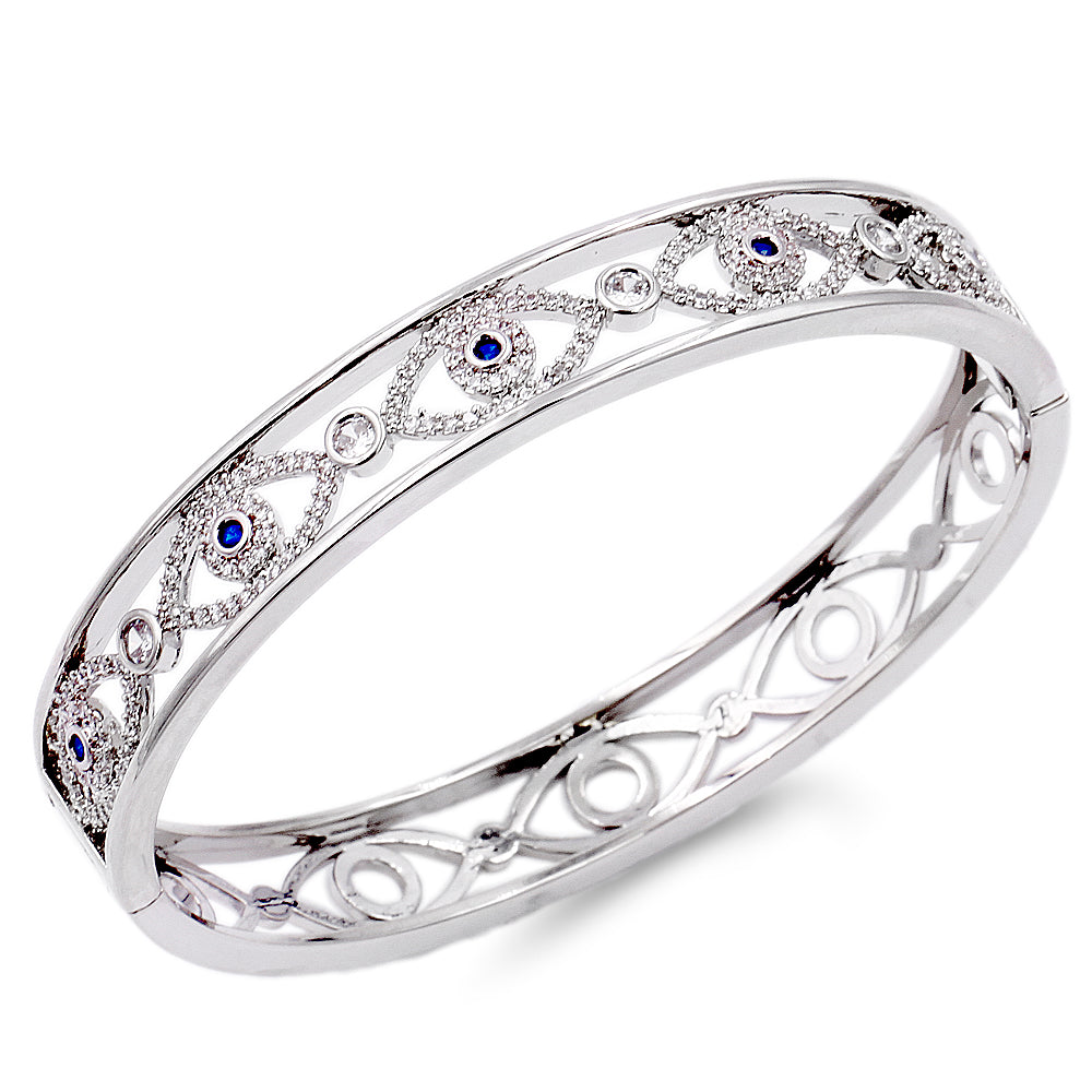 Lavencious Rhodium Plated with CZ Evil Eye Pave Bracelet for Women
