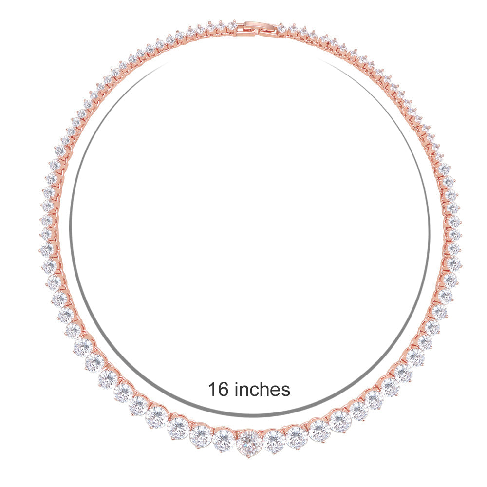 Lavencious Rose Gold Plated with Clear AAA CZ Tennis Necklace