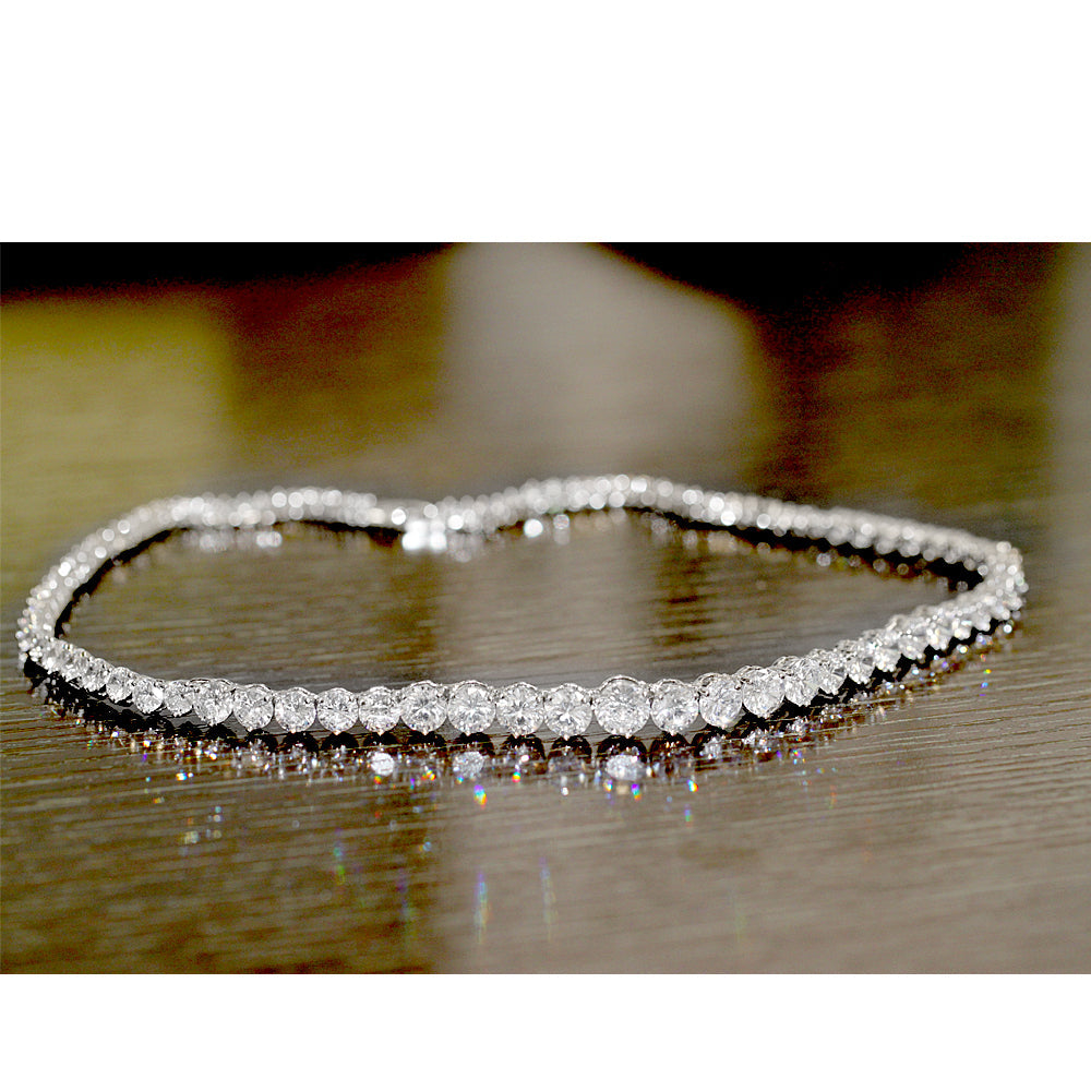 Lavencious Rhodium Plated with Clear AAA CZ Tennis Necklace