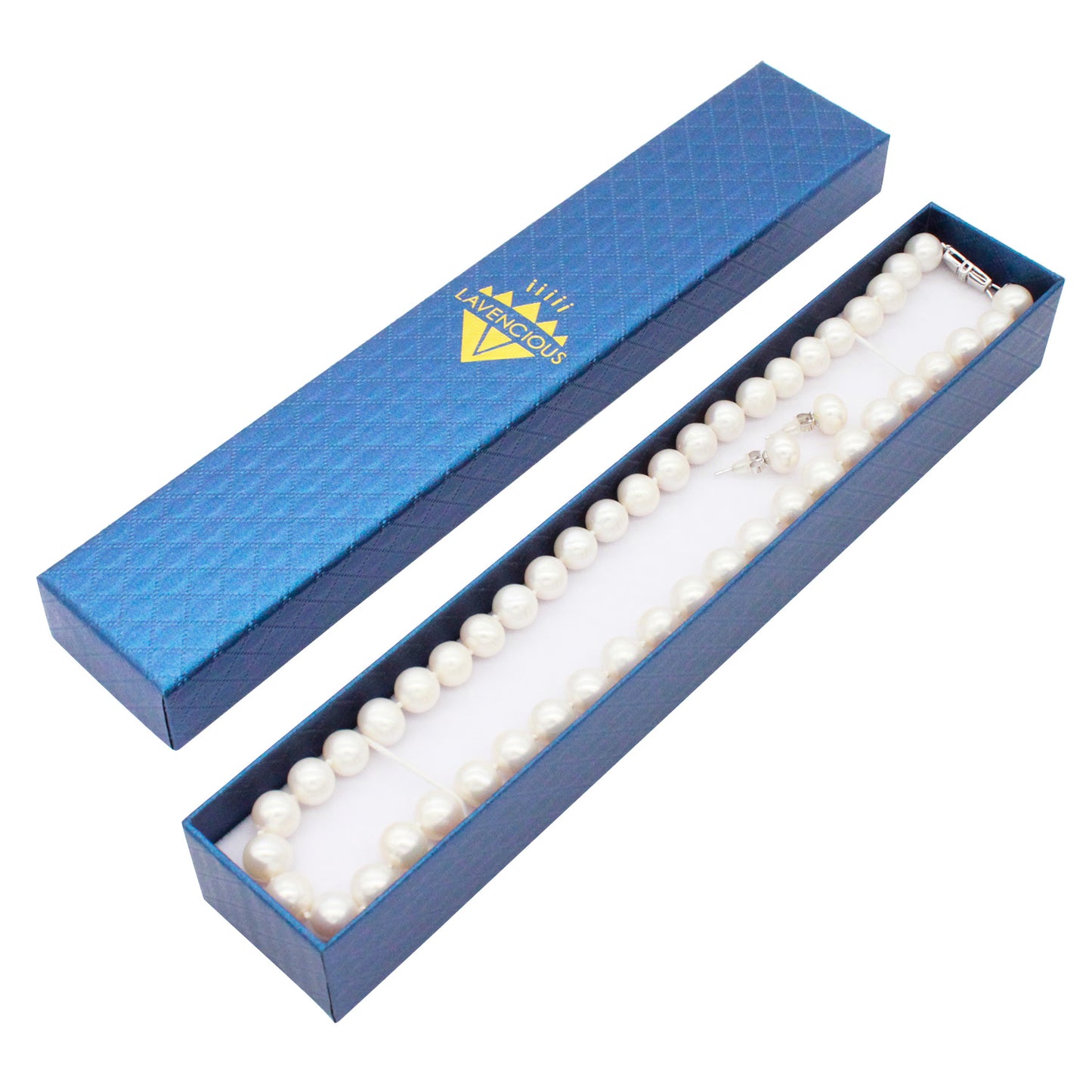 Genuine Freshwater Pearl Strand Necklace with Pearl Stud Earrings - 18 in Long