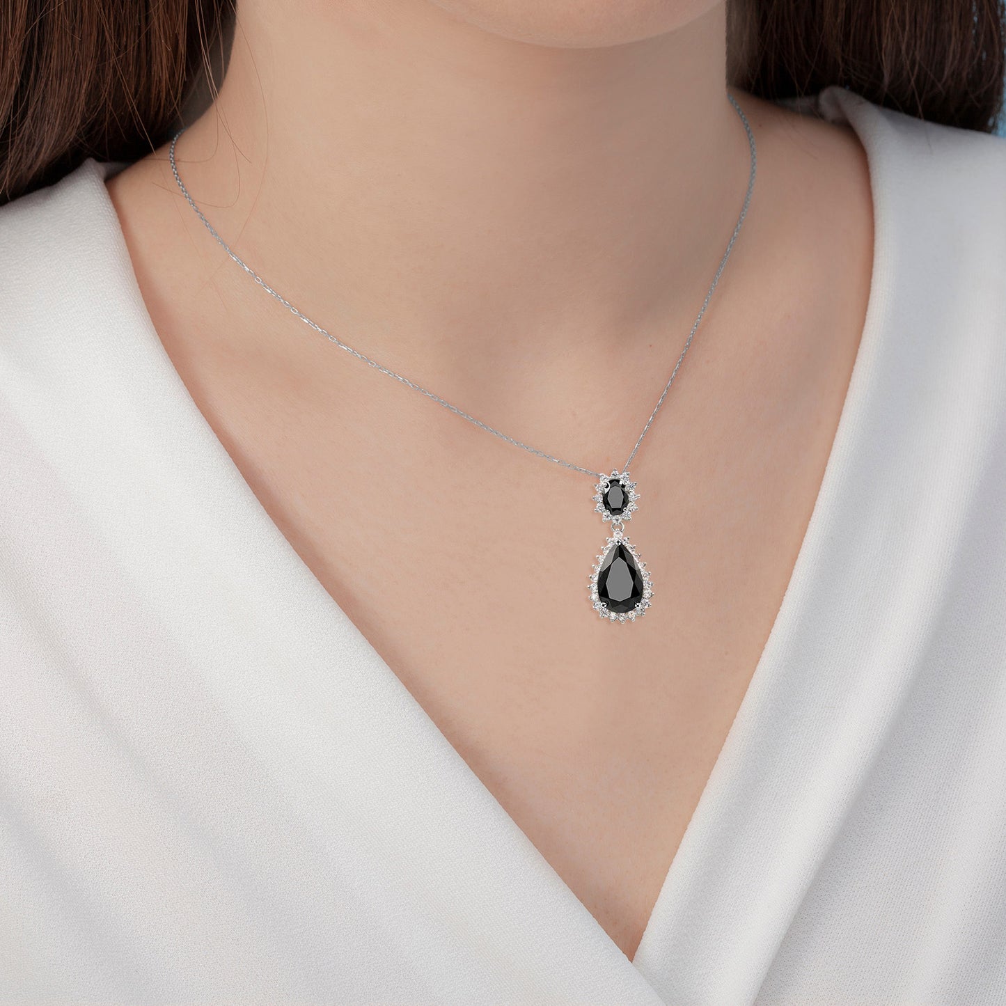 Lavencious Teardrop Dangle with AAA Black Cubic Zirconia Necklace & Earrings Set
