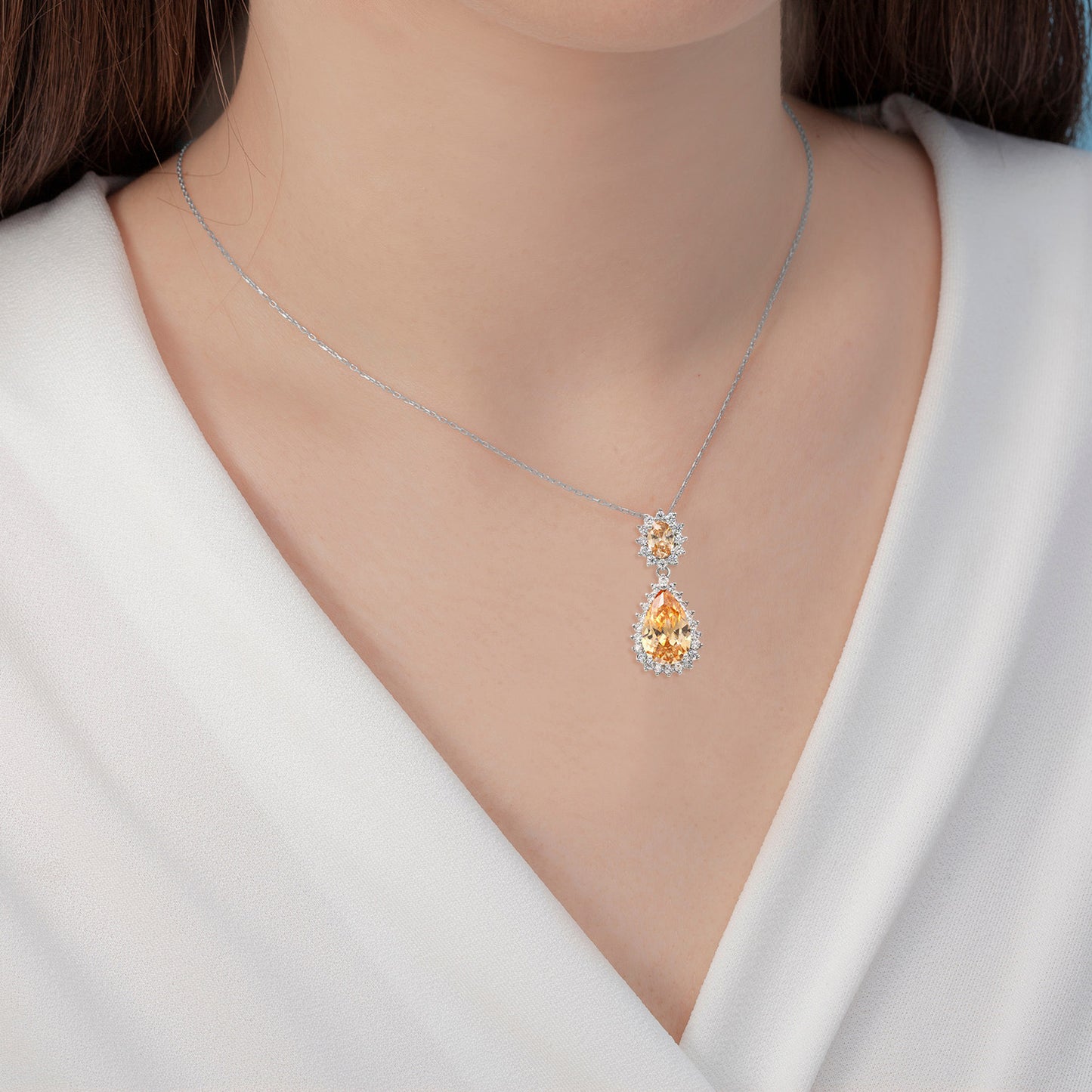 Lavencious Teardrop Dangle with AAA Topaz Cubic Zirconia Necklace & Earrings Set