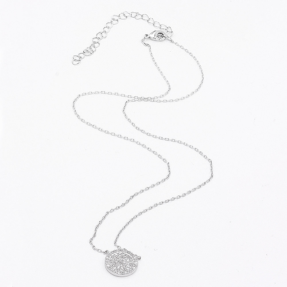Lavencious 16'' Rhodium Plated Pave with Cubic Zirconia Stone Pendant Necklace