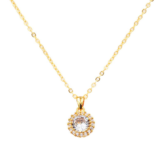 Exquisite Solitaire pendant Necklace, Gold Plated