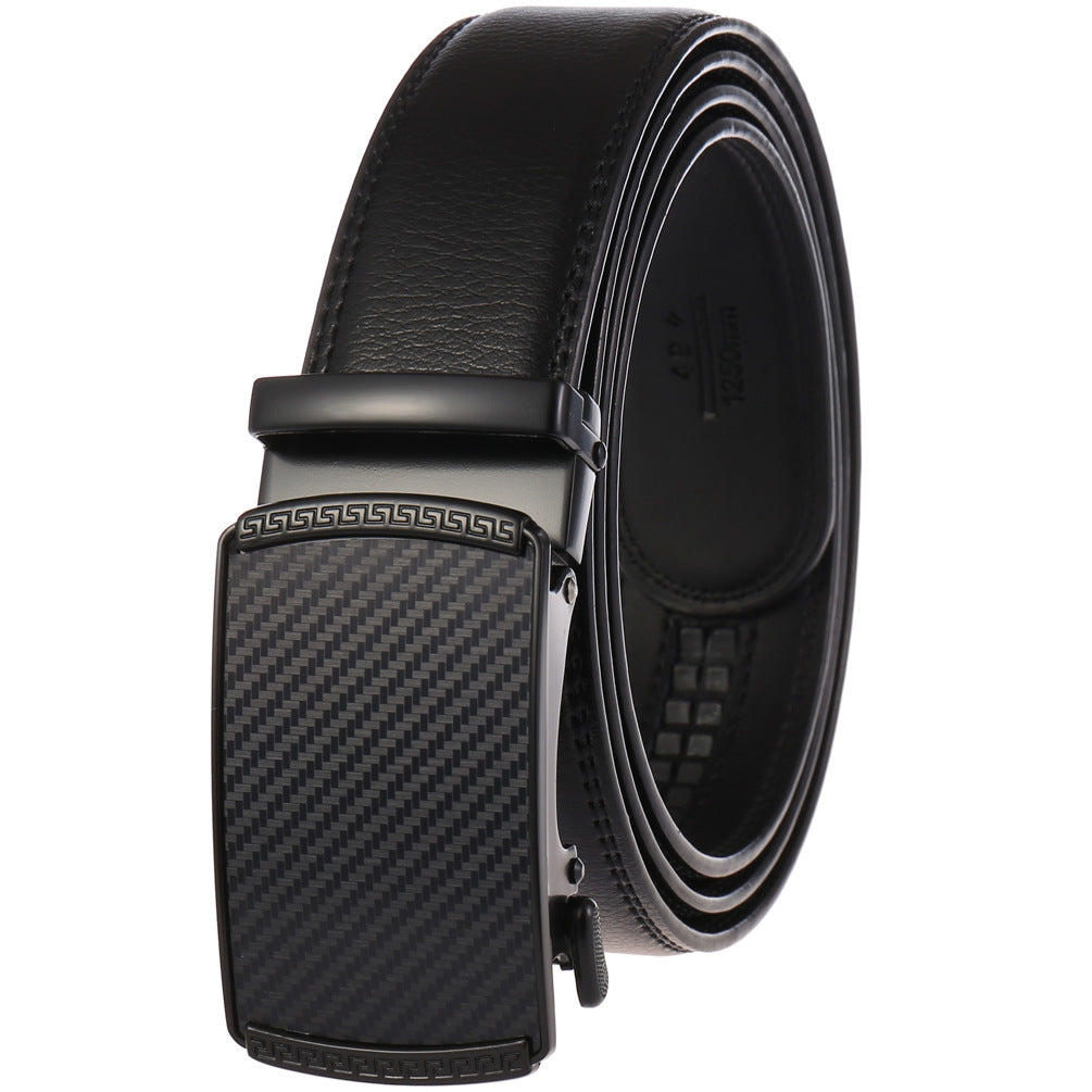 Lavencious Men's Genuine Leather Dress Ratchet Slide Casual Belt, Cut to Fit Waist Size up to 46 inches (Black Black)