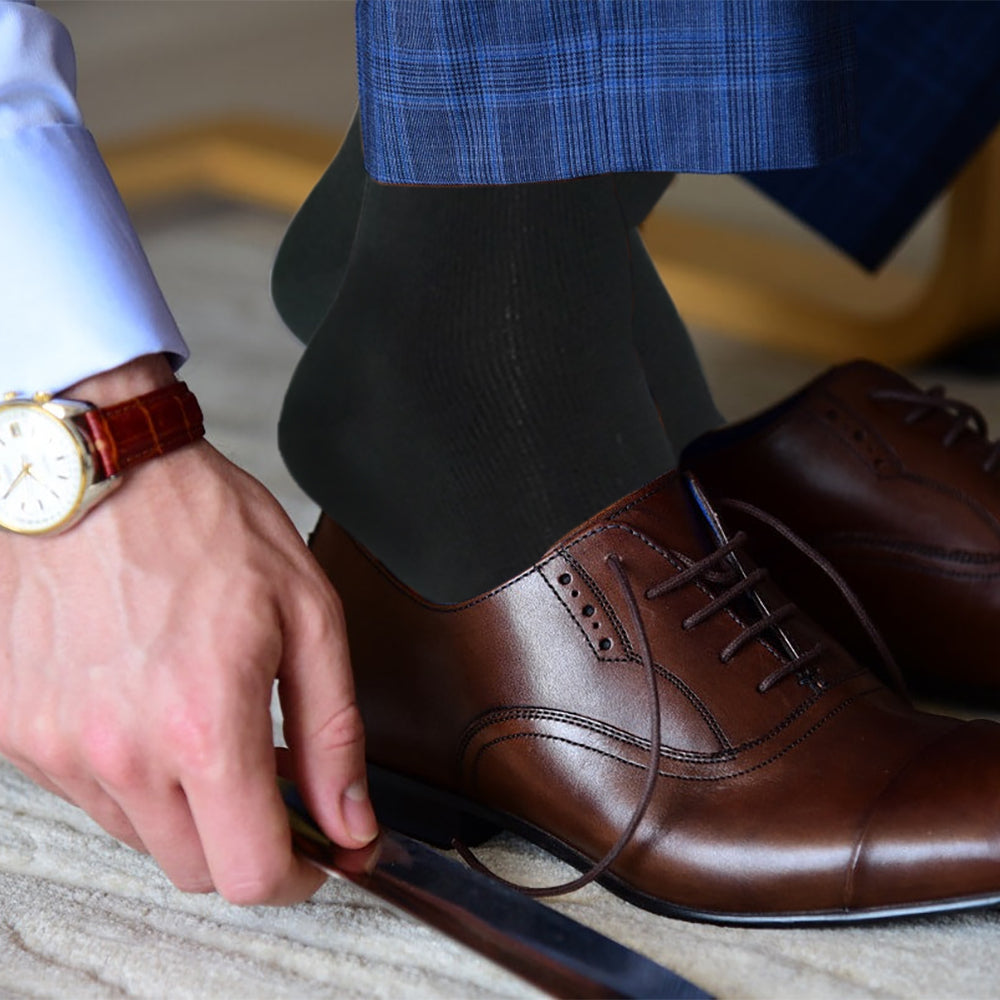 Lavencious Premium Men's Soft and Comfort Bamboo Fiber Crew Dress Socks for Men Shoe Size 7-13, 6 Pairs (Black)