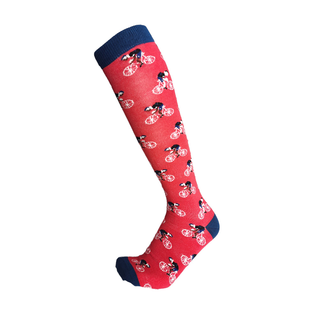 Lavencious Premium Soft and Comfort Bamboo Fiber Knee High Athletic Socks for Men Shoe Size 7-13 - 6 Pairs (Bicycle Pattern)