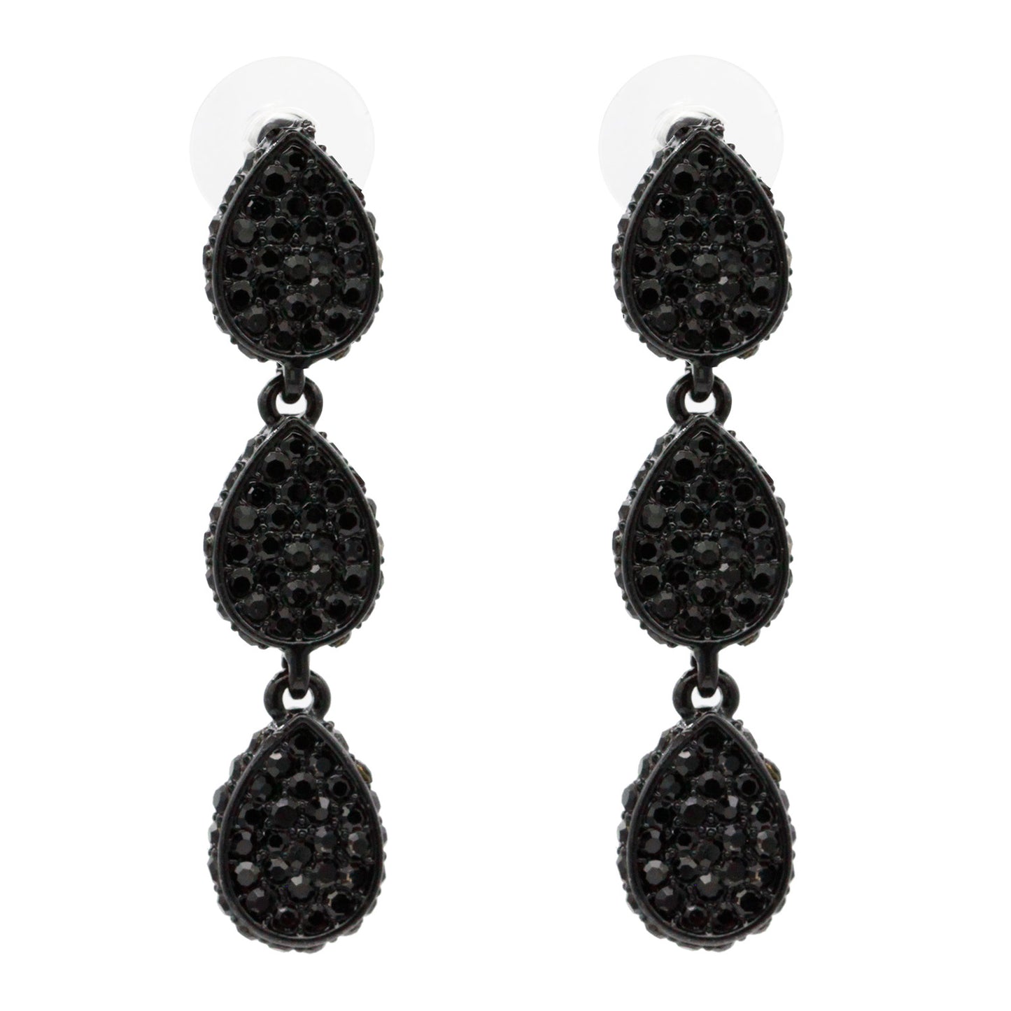 Jet Black Water Drop Dangle Earring