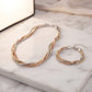 Lavencious Tri-Tone Plated Three Line Necklace, 16"+3" and Three Line Bracelet, 7.5" Long Set