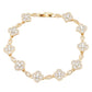 14K Gold Plated With Clear Cubic Zirconia Clover Bracelets, 7"