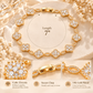 14K Gold Plated With Clear Cubic Zirconia Clover Bracelets, 7"