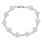 Rhodium Plated With Clear Cubic Zirconia Clover Bracelets, 7"