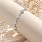 Rhodium Plated With Clear Cubic Zirconia Clover Bracelets, 7"