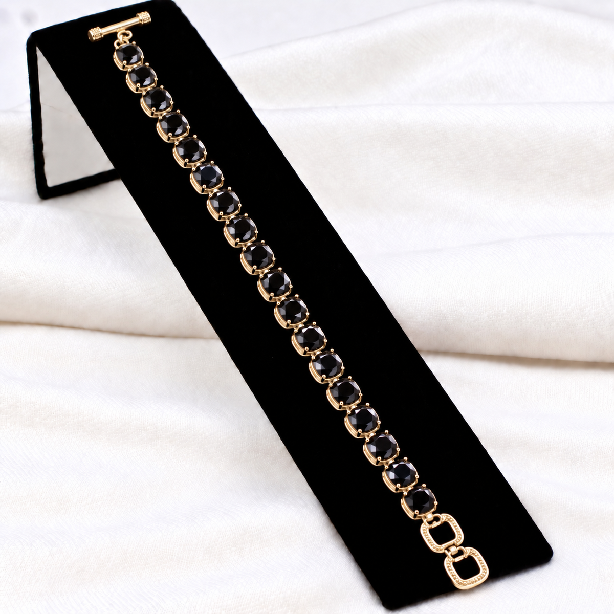 Lavencious 14K Gold Plated With Black Cubic Zirconia Tennis Bracelets