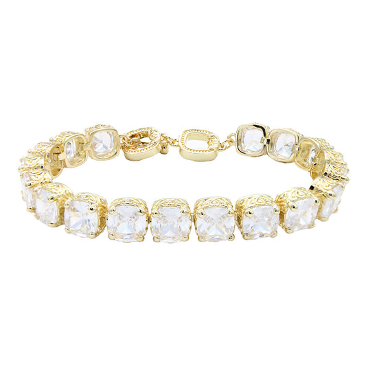 Lavencious 14K Gold Plated With Clear Cubic Zirconia Tennis Bracelets