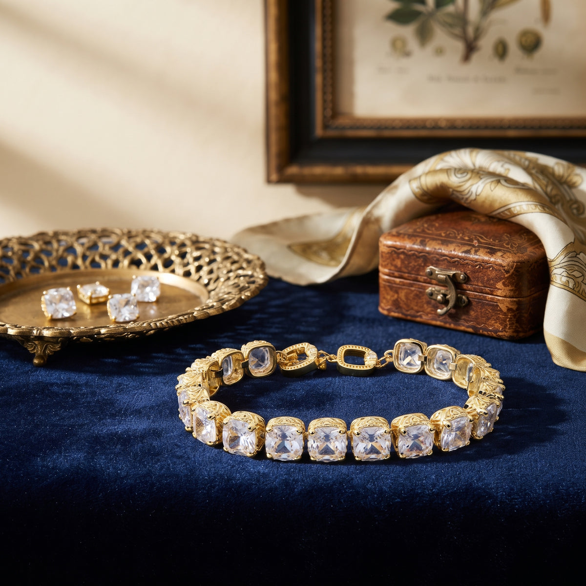 Lavencious 14K Gold Plated With Clear Cubic Zirconia Tennis Bracelets