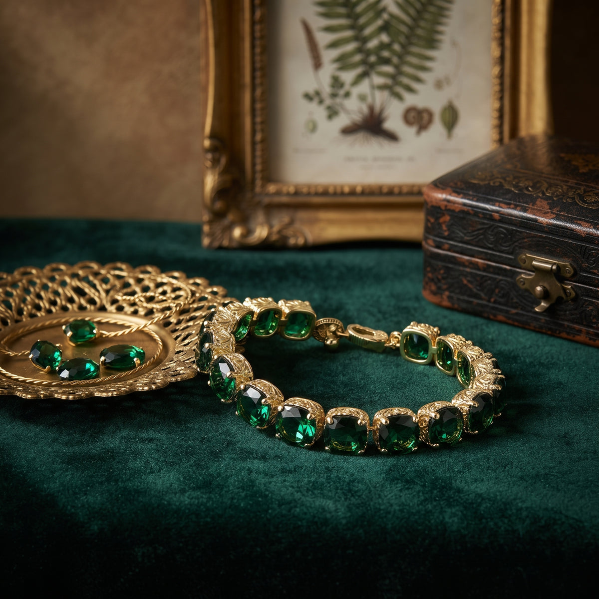 Lavencious 14K Gold Plated With Green Cubic Zirconia Tennis Bracelets