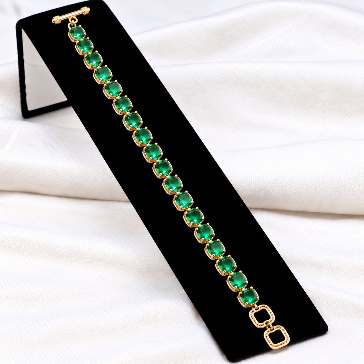 Lavencious 14K Gold Plated With Green Cubic Zirconia Tennis Bracelets